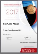 PROTOS GRAN RESERVA 2011 OBTIENE LA MEDALLA DE ORO EN EL CONCURSO MUNDIAL DE BRUSELAS