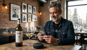 Padre "cool" mirando el móvil y bebiendo Protos 9 meses