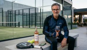 Padre deportista bebiendo Aire de Protos